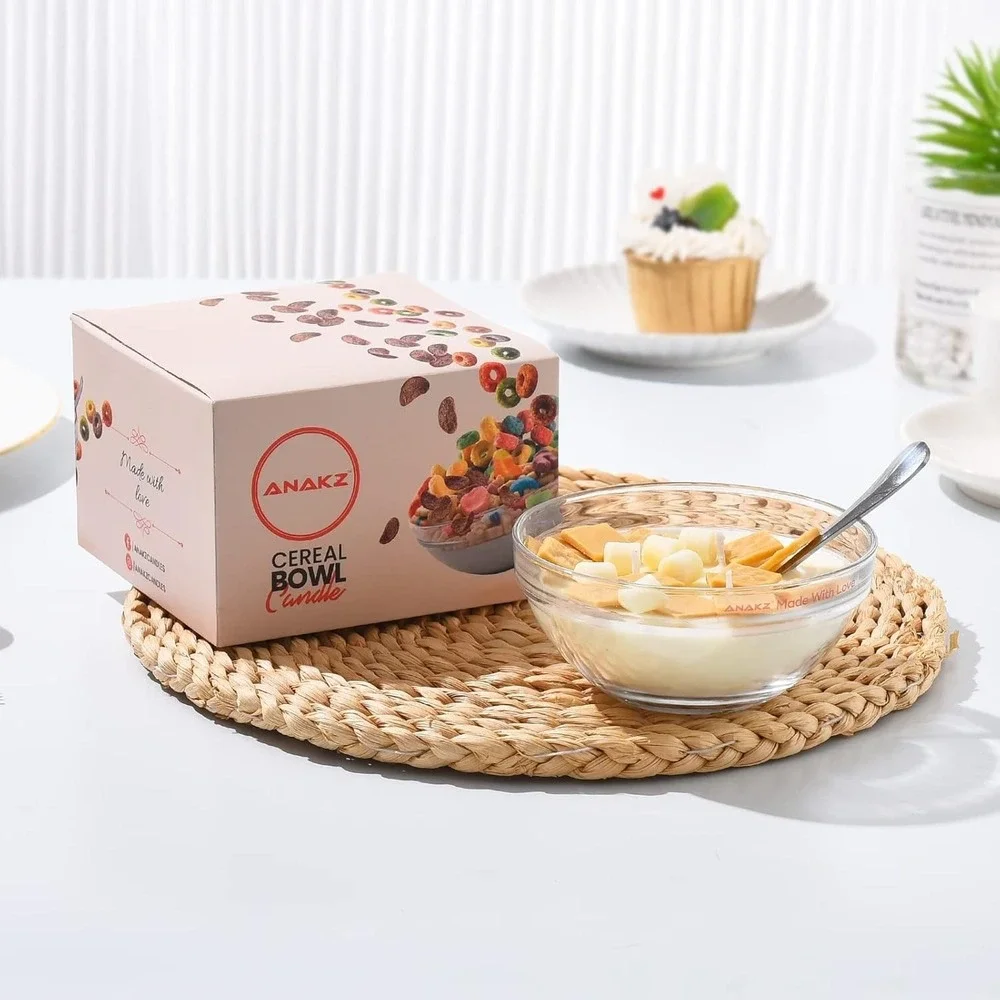 Anakz Cereal Bowl Candle Vanilla Scented Soy Wax Food Aesthetic Toast Crunch